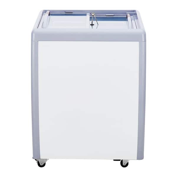 VEVOR Commercial Display Case, 5.6 Cu. ft Soild Door Manual Defrost, Chest Freezer, with Mobile Glass, in White Garage Ready