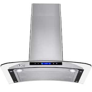 30 in. 343 CFM Convertible Kitchen Wall Mount Range Hood in Stainless Steel with Tempered Glass and Touch Controls
