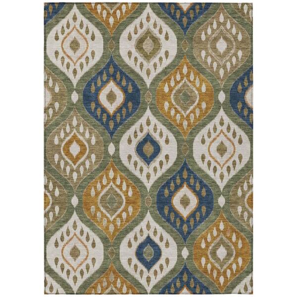 Chantille Machine Washable Indoor/Outdoor Abstract ACN3123 Olive 3 ft. x 5 ft. Area Rug