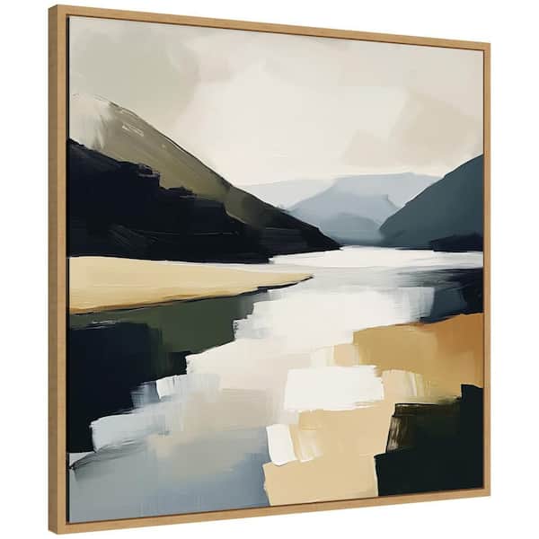 Kate and Laurel Sylvie Mountain Lake Modern Abstract Landscape by the Creative Bunch Studio Framed Art Print 30 in. x 30 in.