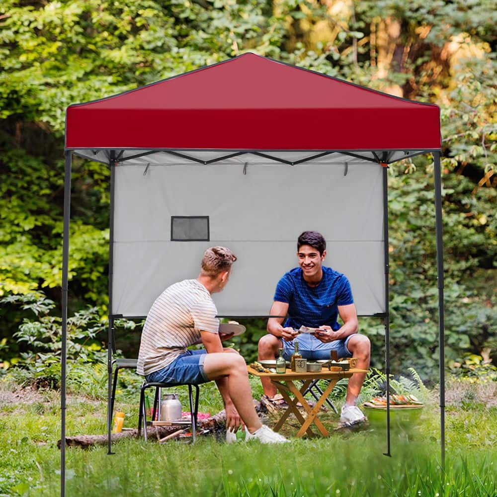 6 ft. x 4 ft. Burgundy Instant Canopy Pop Up Tent with Adjustable Sun Wall, Mesh Pocket, Carry Bag price history on PriceWatchPro