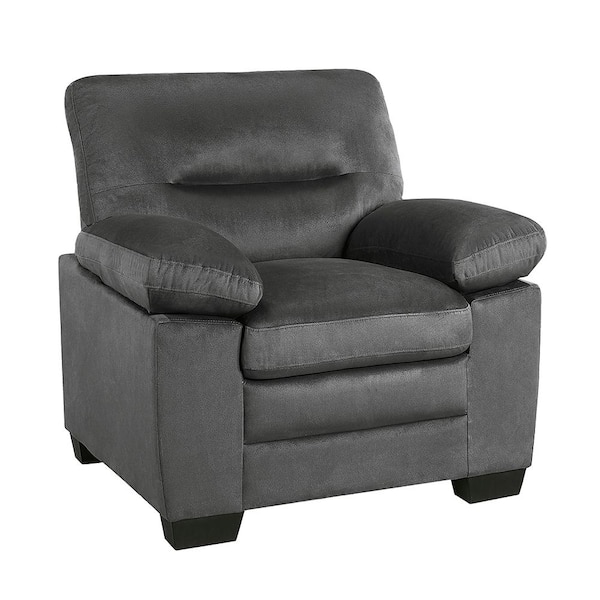 Unbranded Solomon Dark Gray Textured Fabric Arm Chair