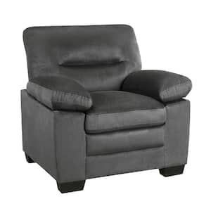 Solomon Dark Gray Textured Fabric Arm Chair