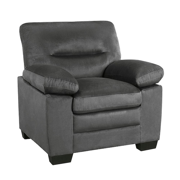 Lazzara Solomon Dark Gray Textured Fabric Arm Chair