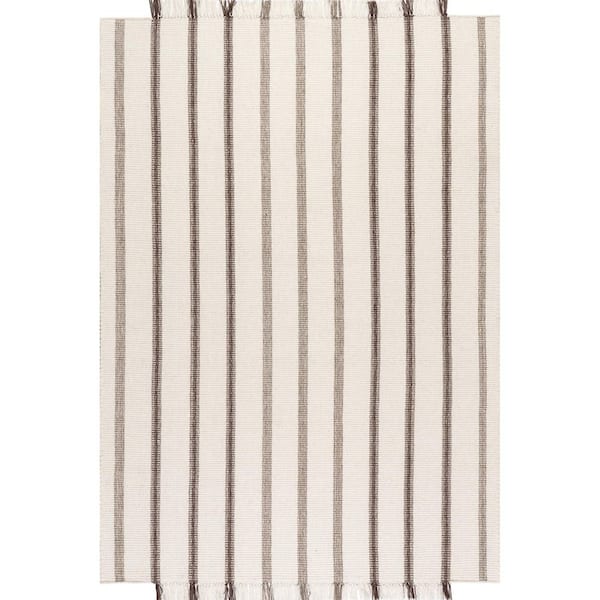 Toluca Striped Wool Ivory 5 ft. x 8 ft. Indoor Area Rug