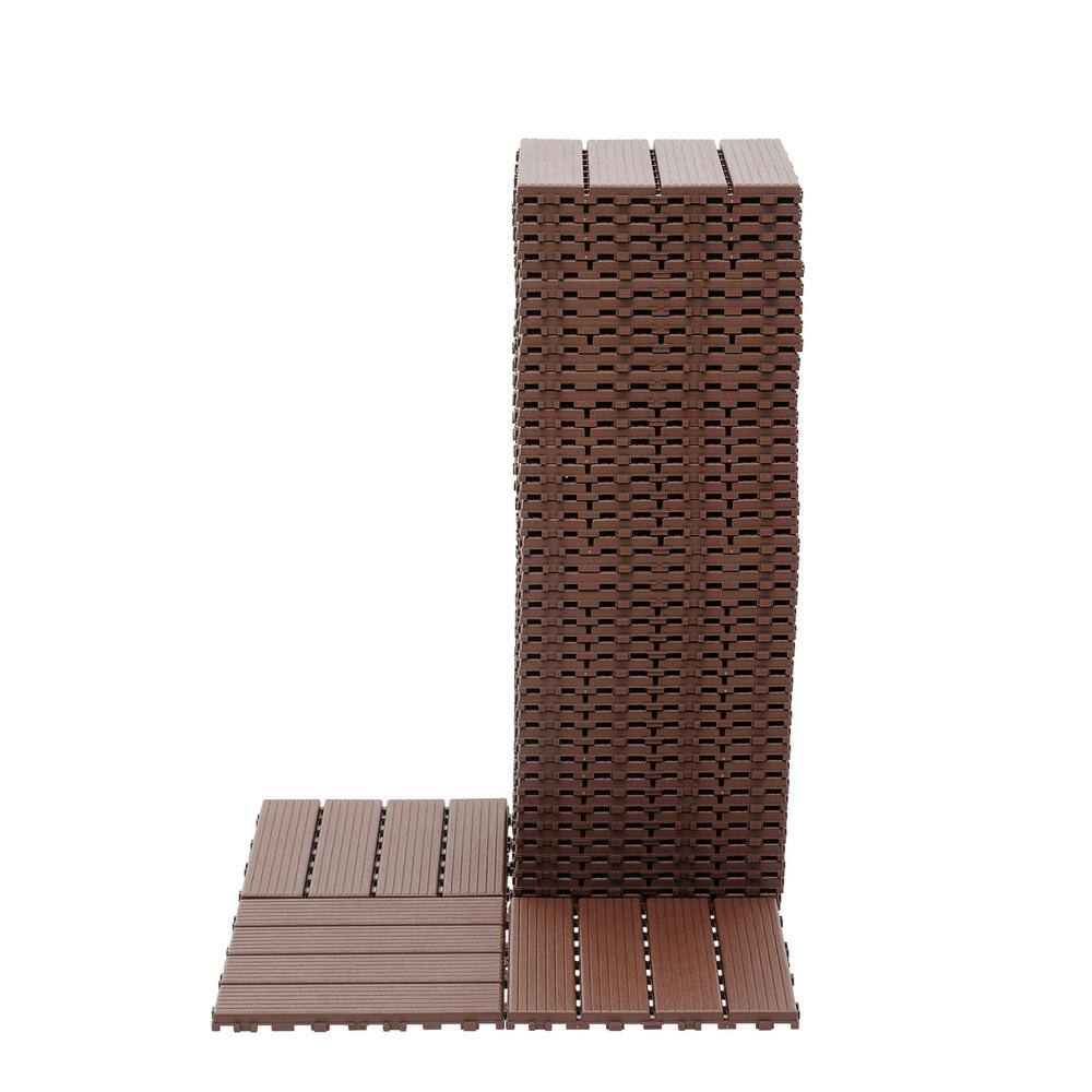 1 ft. x 1 ft. Outdoor Square Waterproof Deck Tile in Brown, All Weather Use