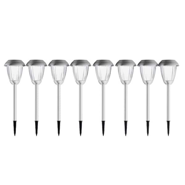 16 in. Solar Gunmetal LED Path Light (8-Pack)