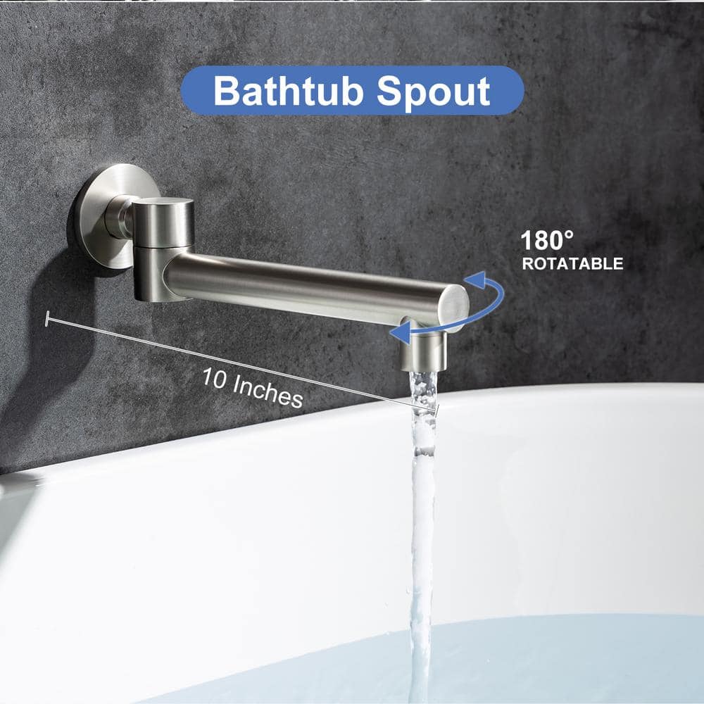 Brushed Nickel Wall Mounted Tub Faucet with Handshower