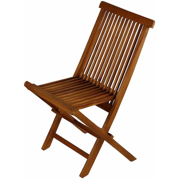 MGP Brown Teak Wood Folding Side Chair 19 in. W x 21 in. D x 35 in. H