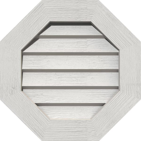 Ekena Millwork 41" x 41" Octagon Primed Rough Sawn Western Red Cedar Wood Paintable Gable Louver Vent Non-Functional