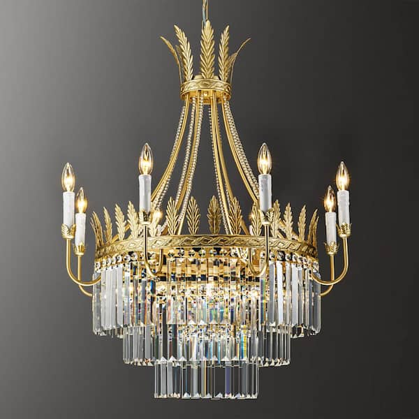 Yuki 12-Light Gold Neoclassical Crystal Luxury Chandelier