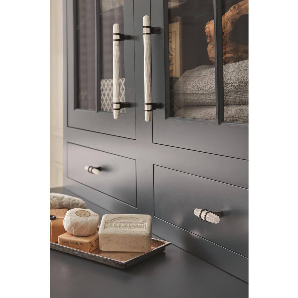8.75" Matte Bronze and Marble White Bar Pull