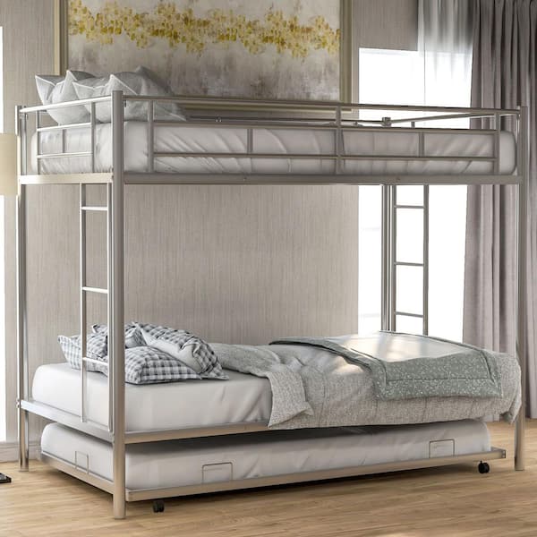 Silver Twin over Twin Bunk Bed with Trundle