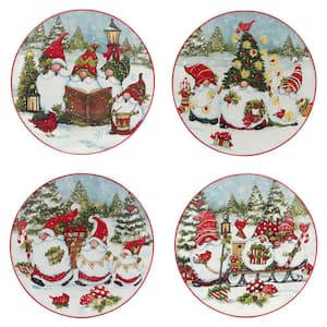 Christmas Gnomes Assorted Colors Dessert Plate (Set of 4)