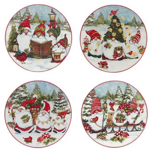 Certified International Christmas Gnomes Assorted Colors Dessert Plate ...