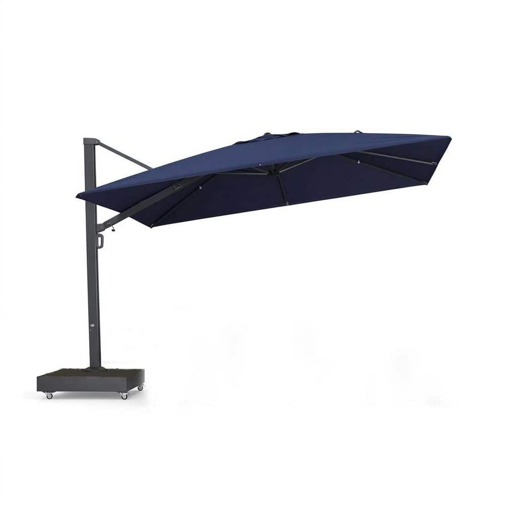 12 ft. Aluminum Cantilever Market Solar Tilt Half Patio Umbrella in Navy Blue Blue price history on PriceWatchPro