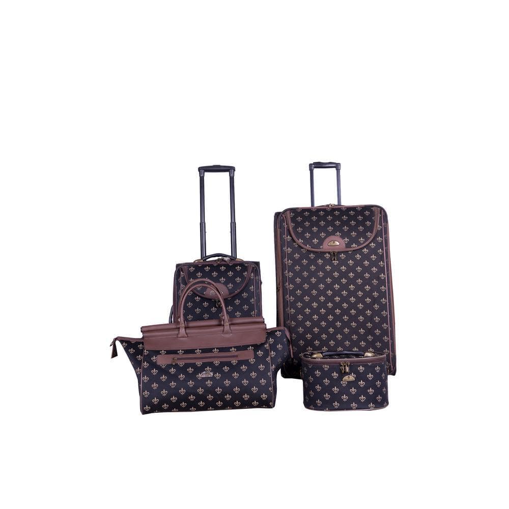 American Flyer Fleur De Lis 4-Piece Luggage Set 54500-4 BLK - The