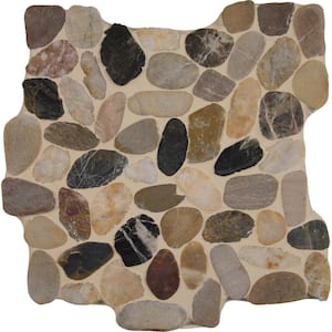 Mix River Rock 12 in. x 12 in. x 10 mm Tumbled Marble Mosaic Tile (10.2 sq. ft. / case)