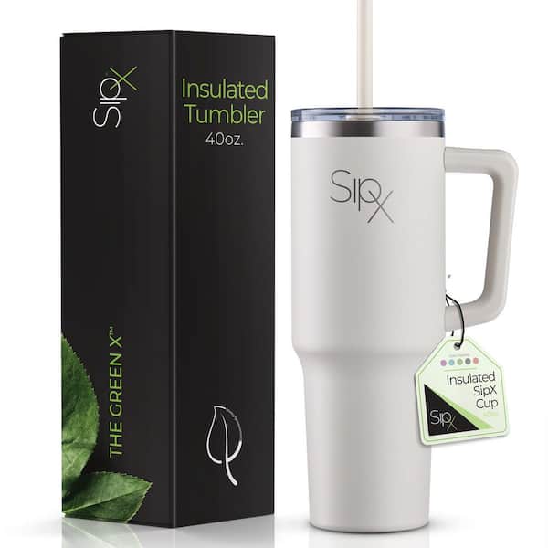 40 oz - White, Stainless Steel Insulated Tumbler with Handle