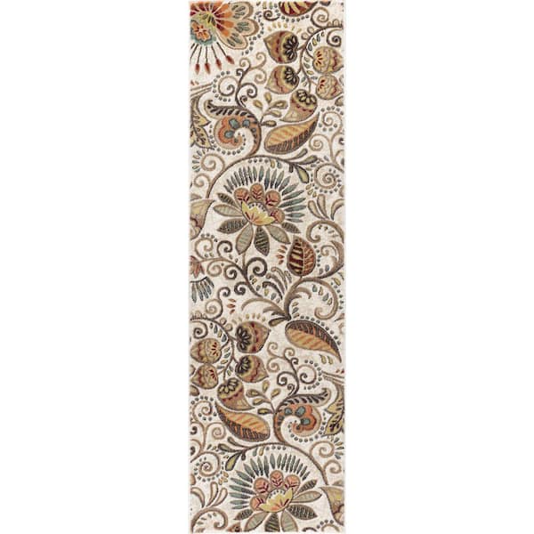 Capri Abstract Ivory 2 ft. x 10 ft. Indoor Runner Rug