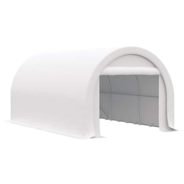 Outdoor 16 ft. W x 10 ft. D x 7.8 ft. H White Roof Steel Carport