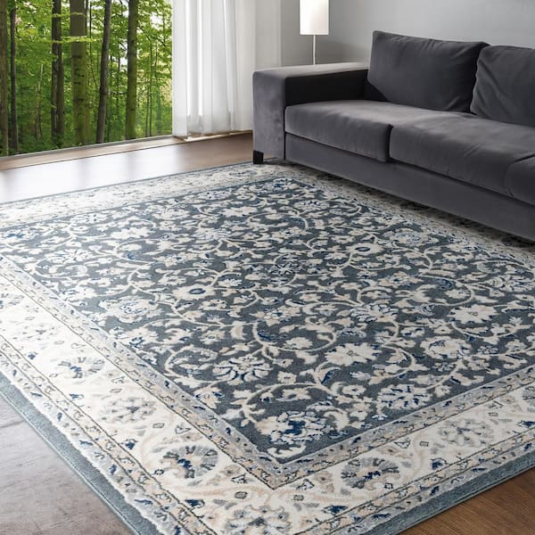 Madison Floral Gray 8 ft. x 10 ft. Indoor Area Rug