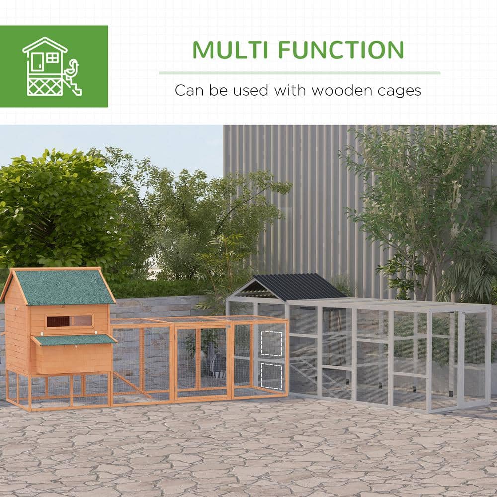Gray Fir Wood Chicken Coop Run with Perches and Storage