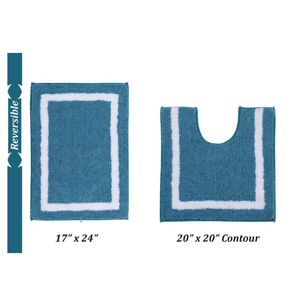 Better Homes & Gardens 2 Piece Extra Soft Cloud Bath Rug Set, Aqua, POLYESTER, Size: 17 inch x 24 inch, 20 inch x 30 inch