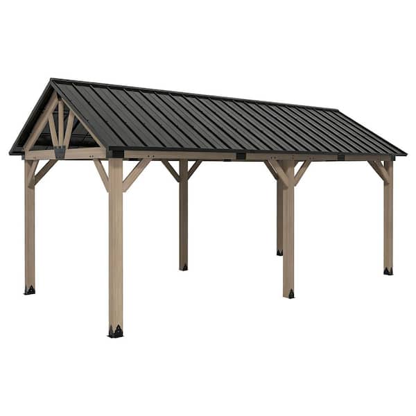 Cedarpeak 12 ft. x 20 ft. Outdoor Cedar Wood Frame Hardtop Gazebo with Galvanized Steel Gable Roof and Ceiling Hook