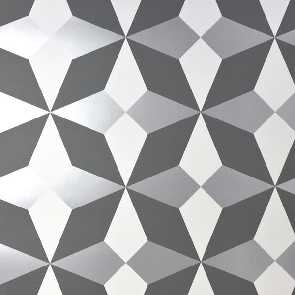 Fine Decor Newby Silver Geometric Silver Wallpaper Sample