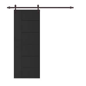 Metropolitan Series 30 in. x 80 in. Black Stained Composite MDF Paneled Interior Sliding Barn Door with Hardware Kit