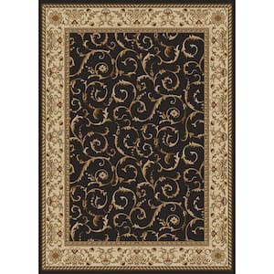 Como Brown 3 ft. x 5 ft. Traditional Floral Scroll Area Rug