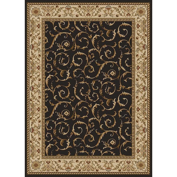 Unbranded Como Brown 3 ft. x 5 ft. Traditional Floral Scroll Area Rug