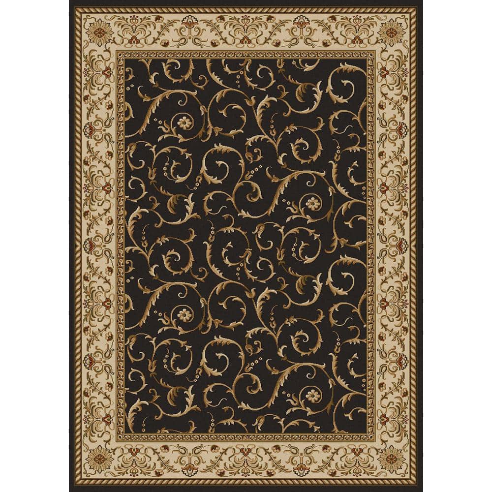 Como Brown 5 ft. x 7 ft. Traditional Floral Scroll Area Rug
