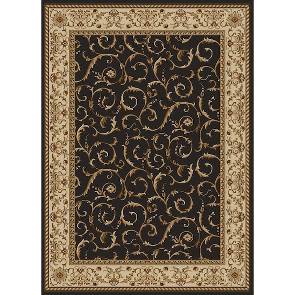 Unbranded Como Brown 8 ft. x 11 ft. Traditional Floral Scroll Area Rug
