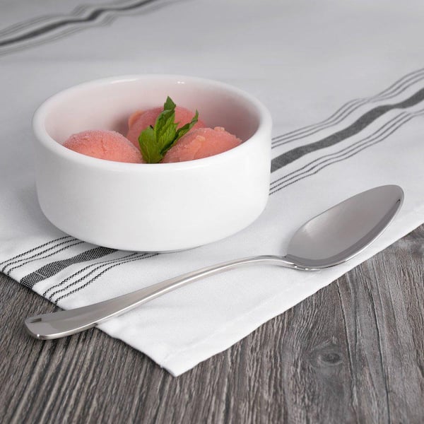 Baguette Silver 18/10 Stainless Steel Oval Bowl Soup/Dessert Spoon (12-Pack)