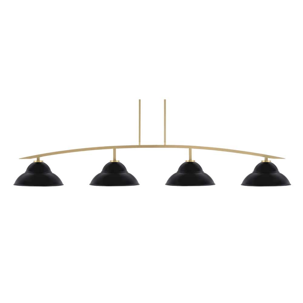 Siena 4-Light New Age Brass Billiard Light with 13 in. Matte Black Metal Sh