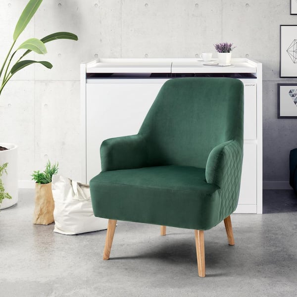 Homy Casa Hutter Green Velvet Upholstered High Back Leisure Armchair
