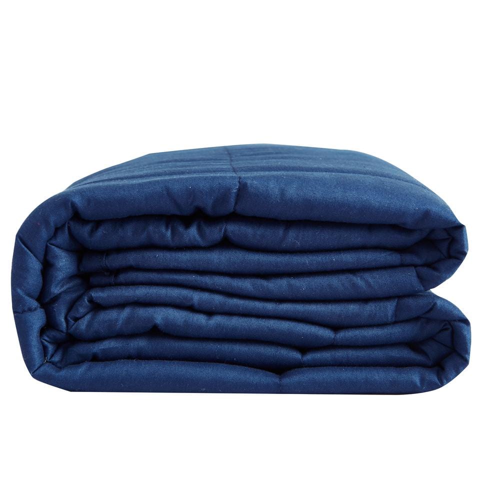 PUR SERENITY Navy 100% Cotton 48 in. x 72 in. 20 lb. Weighted Blanket