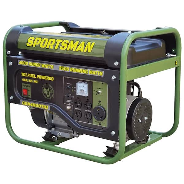 Sportsman 4 000 Watt 3 500 Watt Recoil Start Tri Fuel Portable Generator Runs On Natural Gas Gasoline Or Propane 805420 The Home Depot