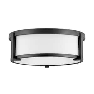 Lowell 13.25 in. 2-Light Black Flush Mount