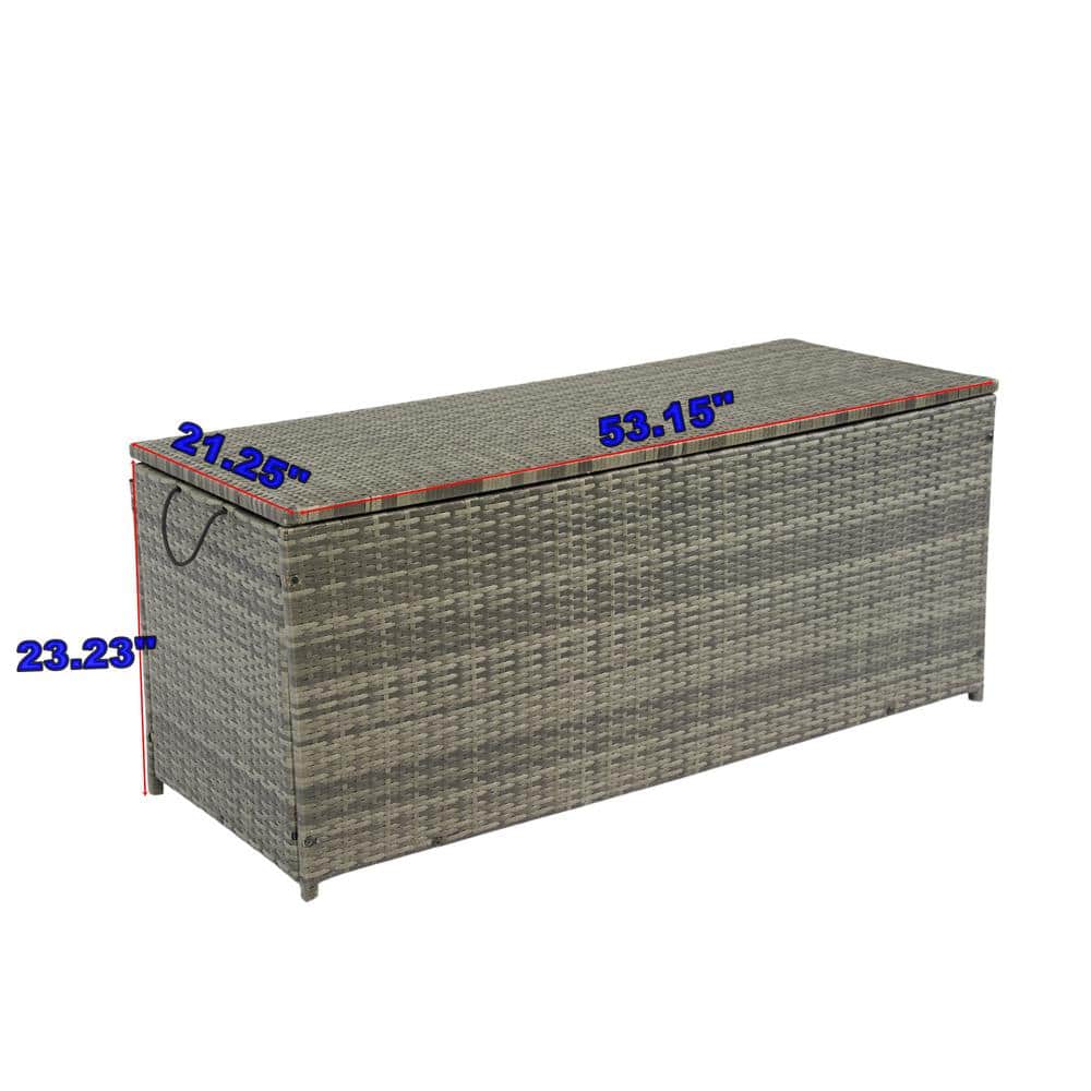 113 Gallon Gray Wicker Outdoor Storage Deck Box