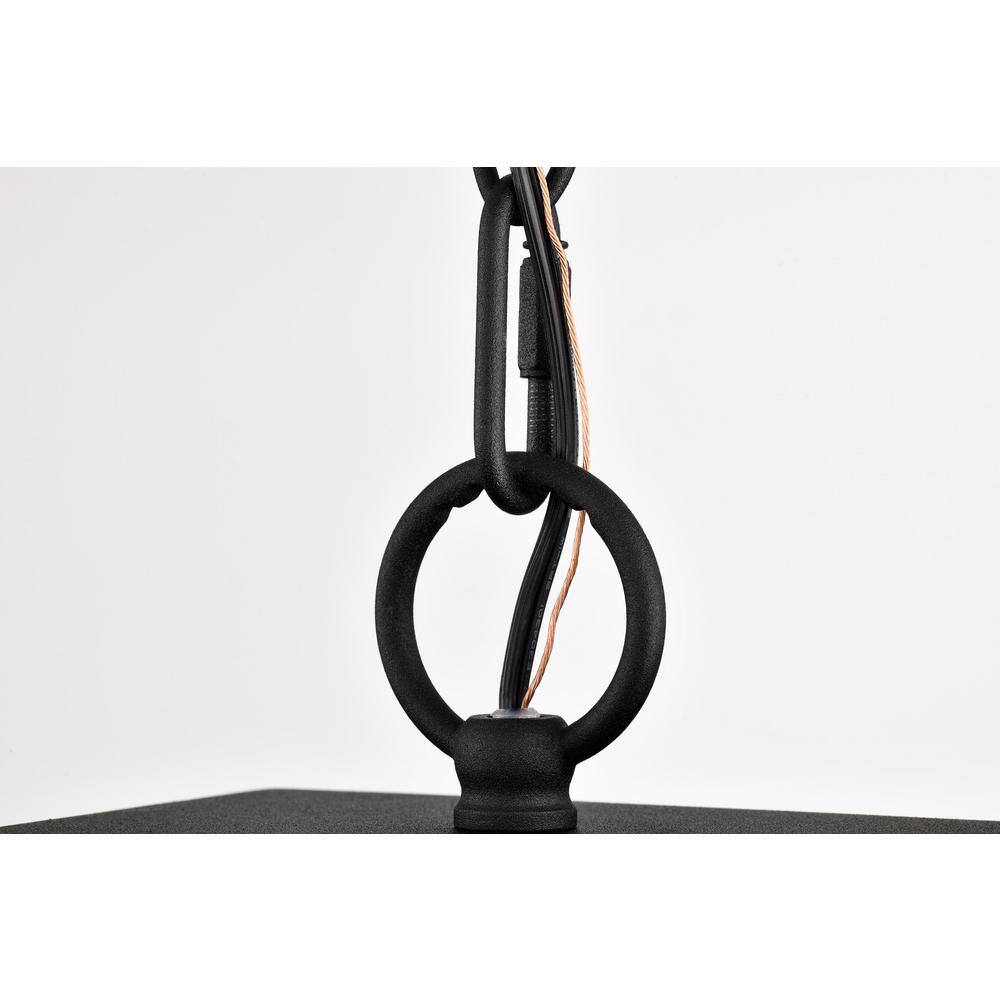 Sullivan Matte Black Clear Seeded Glass Outdoor Pendant Light