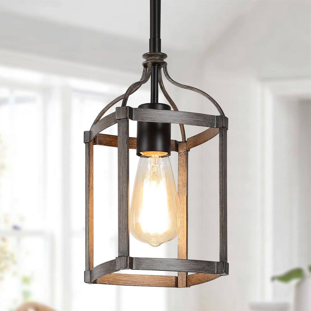 Modern 8.5 in. 1-Light Brass Geometric Pendant Light, Mercer Farmhouse Chandelier with Clear Glass Shade price history on PriceWatchPro