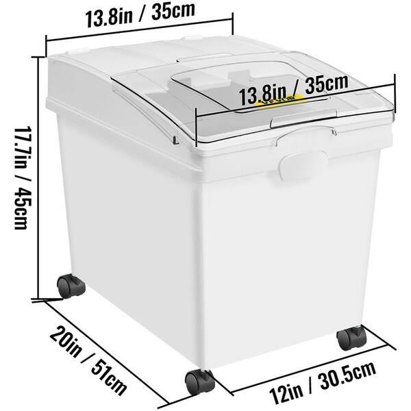 VEVOR Ingredient Bin, 10.5+6.6 Gallons, Rice Storage Container on Wheels,  Pantry Airtight Pet Food Storage with Flip Lid Scoops, Double Flour Bins  for Livestock…