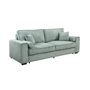 91 in. 3-Seat Classic Polyester Sofa Bed in Light Green with Storage