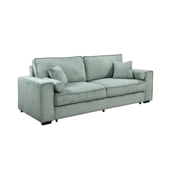 sumyeg 91 in. 3-Seat Classic Polyester Sofa Bed in Light Green with Storage