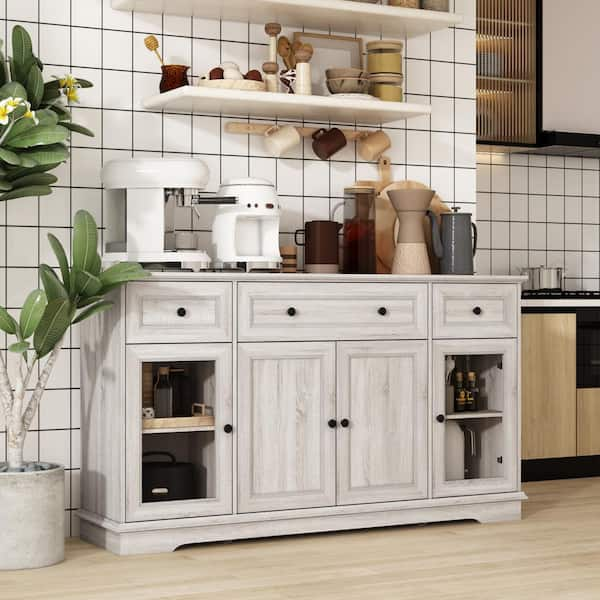 46.5'' Accent Wood Grain Kitchen Pantry with Doors