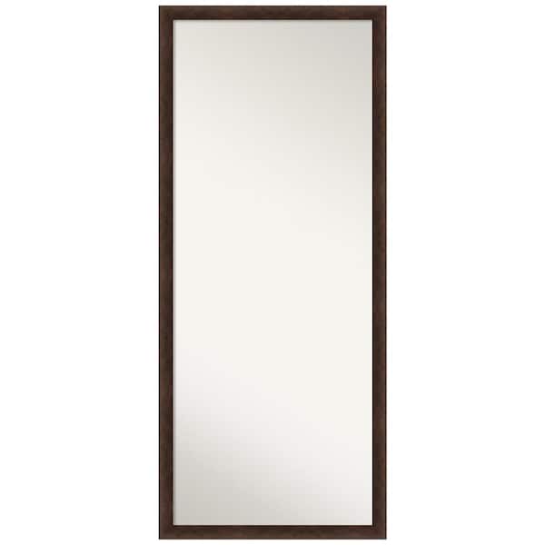 Amanti Art Warm Walnut Narrow 27 in. W x 63 in. H Non-Beveled Casual Rectangle Wood Framed Full Length Floor Leaner Mirror in Brown