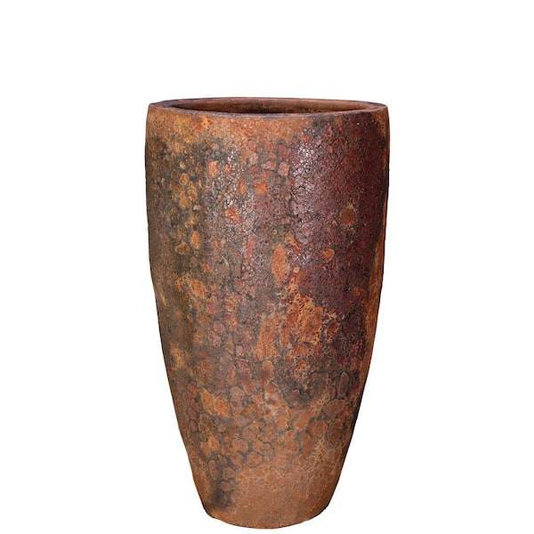 Unbranded 13 in x 22.5 in. Ceramic Calypso Vase Volcanic Rust Decorative Planter